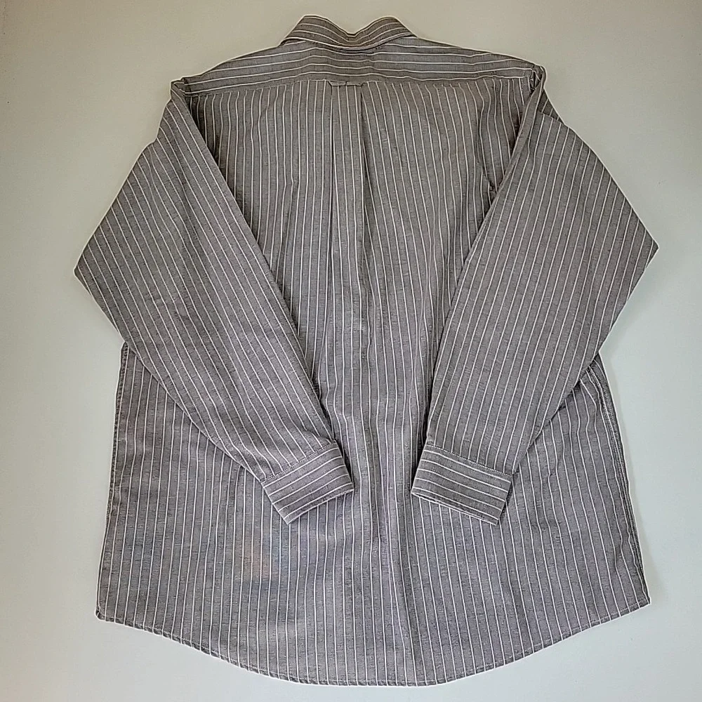 Claybrooke‎ Men's Dress Shirt Wrinkle Free Size 17.5 34/35 Striped Brown Preppy
